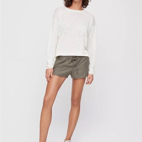 Aritzia Wilfred Habitus Lyocell Linen Blend Shorts Green Sz XS - Picture 2 of 8